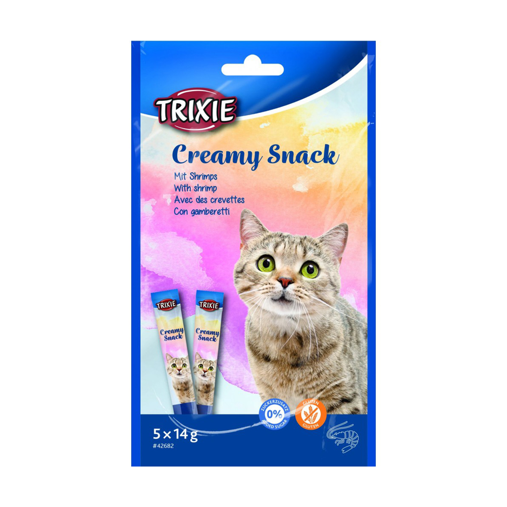 Ласощі для котів Trixie Creamy Snacks з тунцем та креветками, 5*14 г