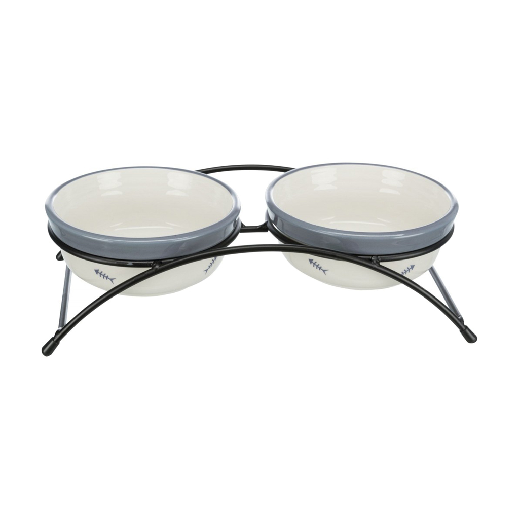Миски для котів Trixie Eat On Feet на металевій підставці, керамічні, 12 см, 2*300 мл (24790)